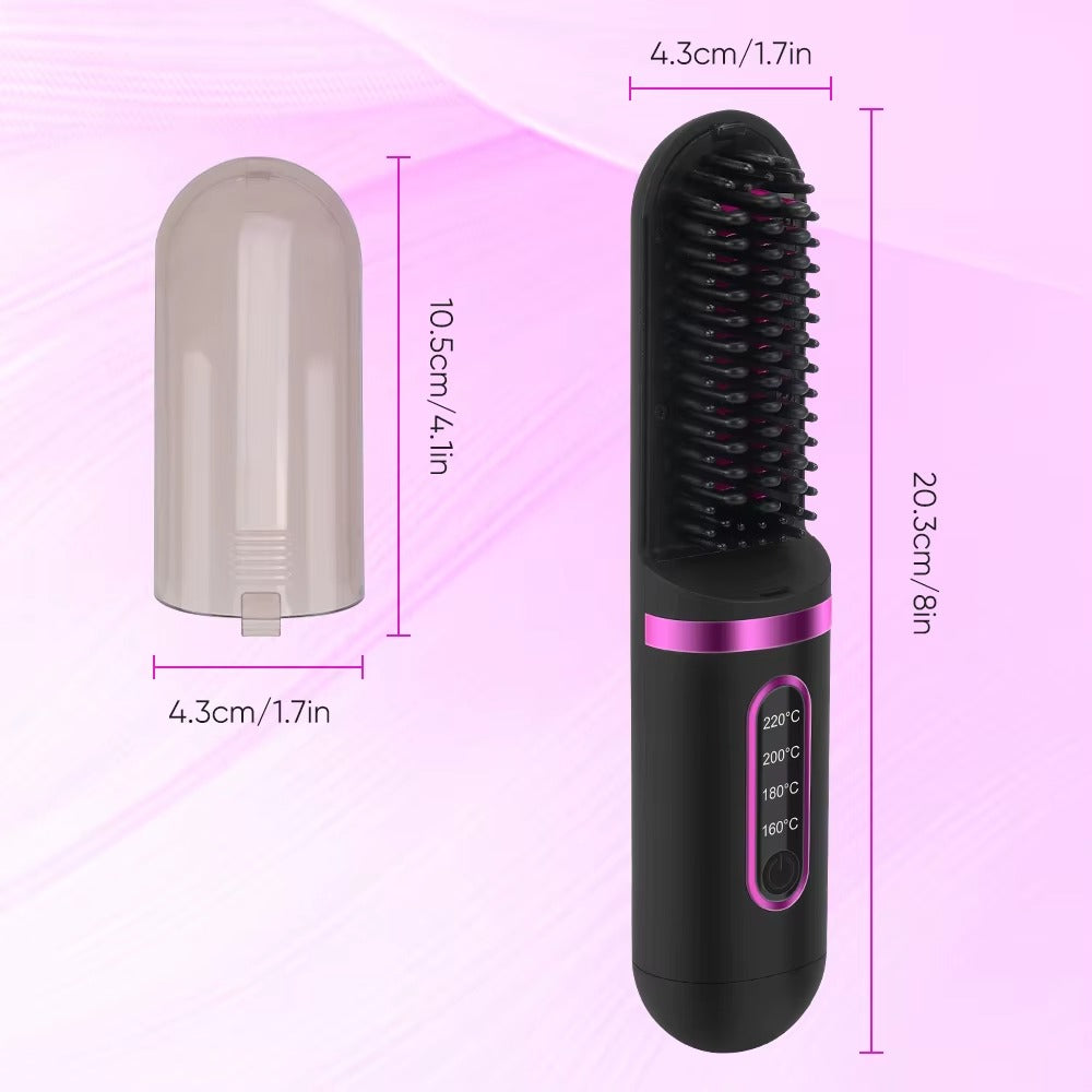 2025 Portable Ceramic Hair Straightening Comb with LCD Display Electric Negative Ion Wireless for Household Hotel Outdoor Use